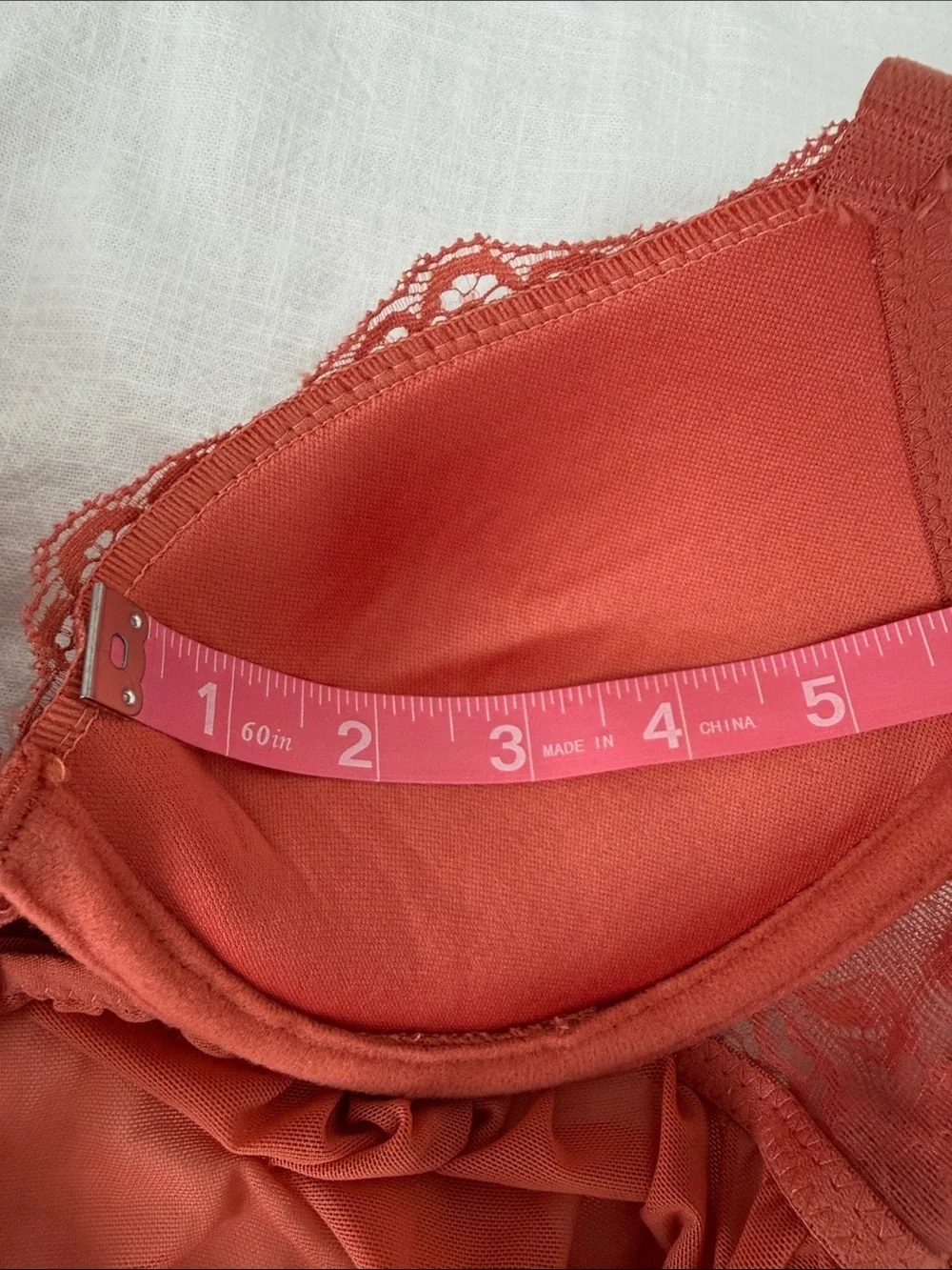 Vintage Y2K Hush Intimates Lace Mesh Babydoll Burnt Orange Top M